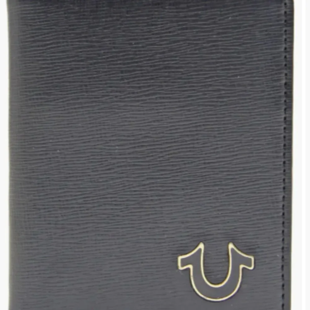 True Religion RFID Wallet Kan Horseshoe Black Leather Bifold
